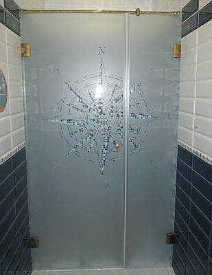 Портфолио компании «Стиль Стекла» - стеклянная дверь с рисунком
