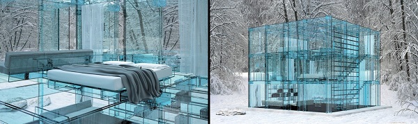 Макет стеклянного дома от итальянского архитектора
